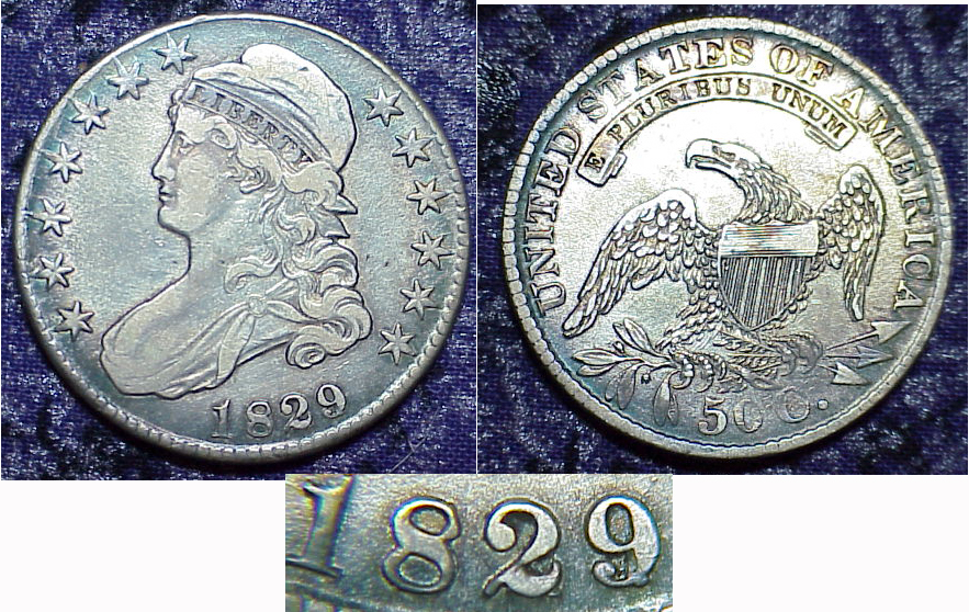1829-Over-1827-Capped-Bust-Half