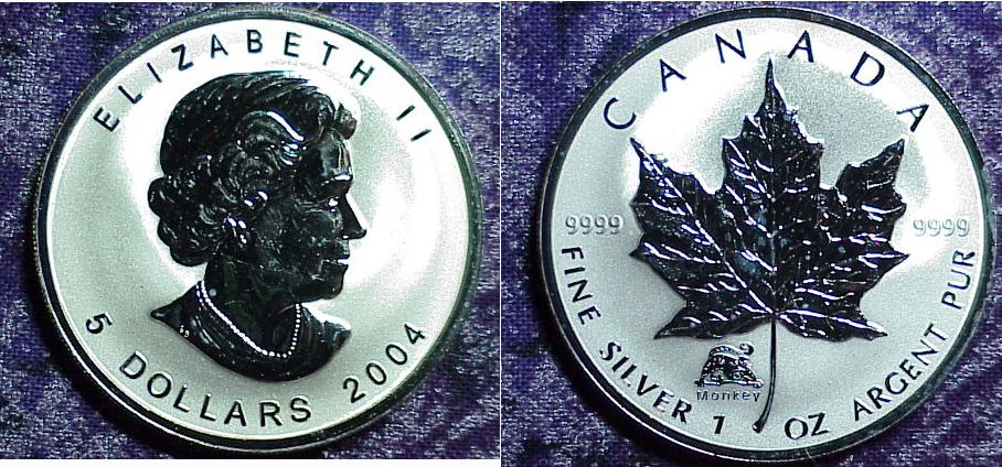 2004-Silver-Maple-Leaf-W/Monkey
